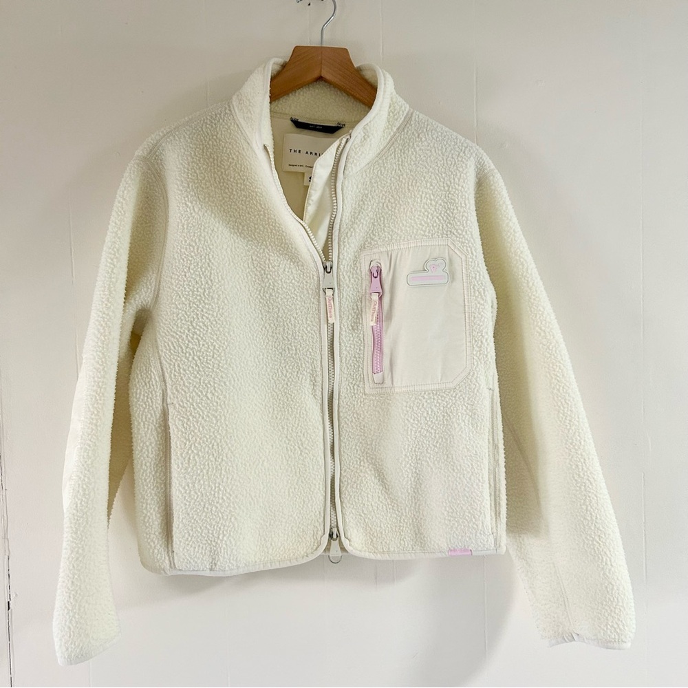 Cozy Cream Sherpa Zip-Front Jacket with Chest Pocket